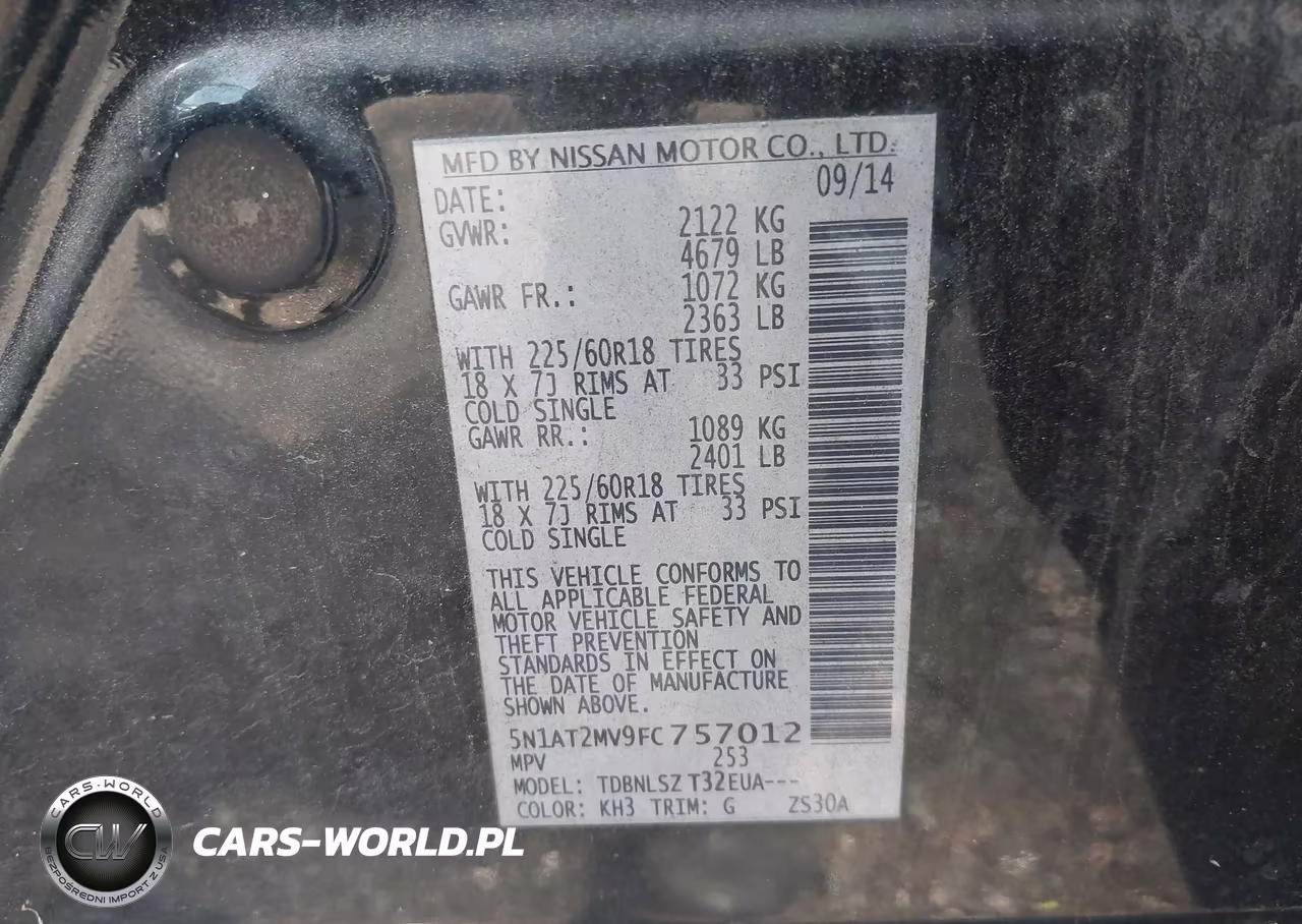 2015 Nissan Rogue Sl VIN:5N1AT2MV9FC757012 - 9