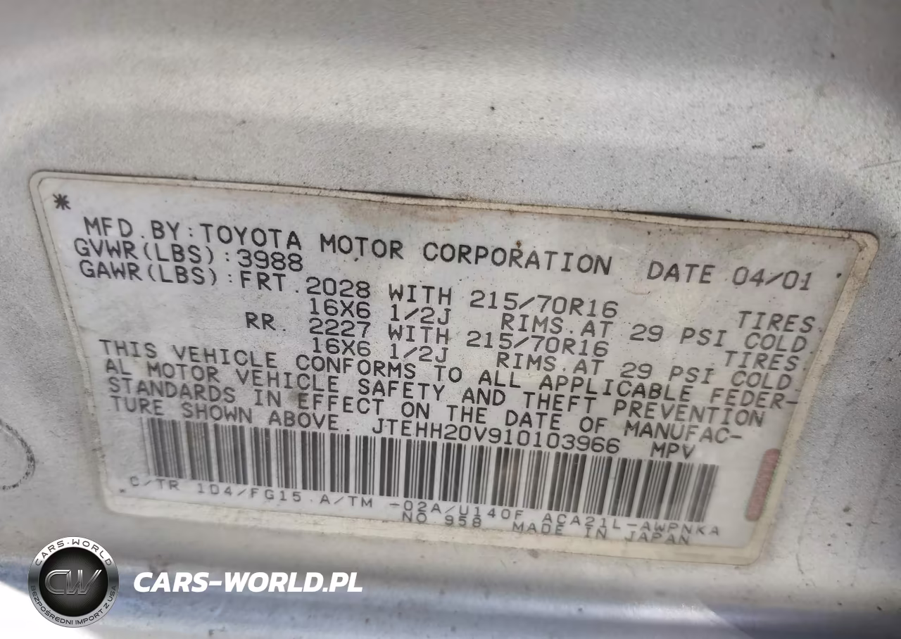 2001 Toyota Rav4 VIN:JTEHH20V910103966 - 9