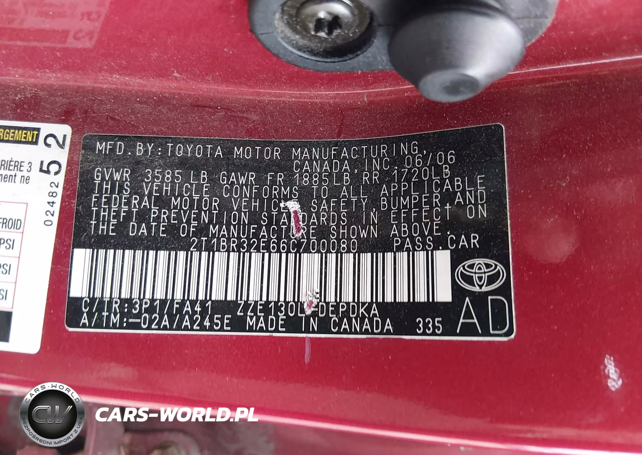 2006 Toyota Corolla Ce VIN:2T1BR32E66C700080 - 9