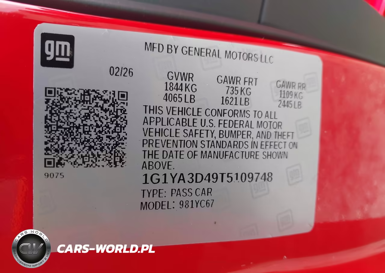 2026 Chevrolet Corvette Stingray VIN:1G1YA3D49T5109748 - 9
