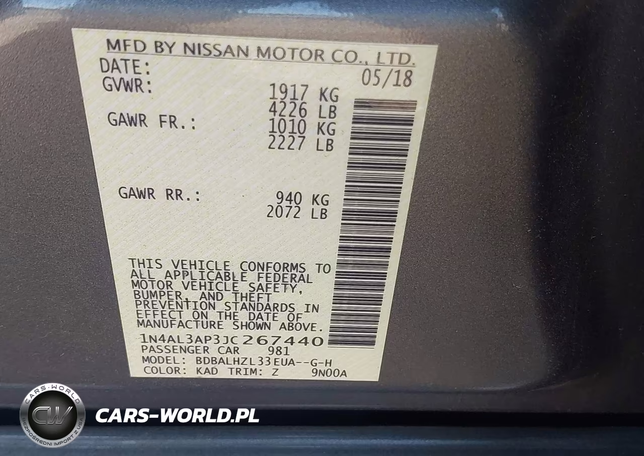 2018 Nissan Altima 2.5 Sr VIN:1N4AL3AP3JC267440 - 9
