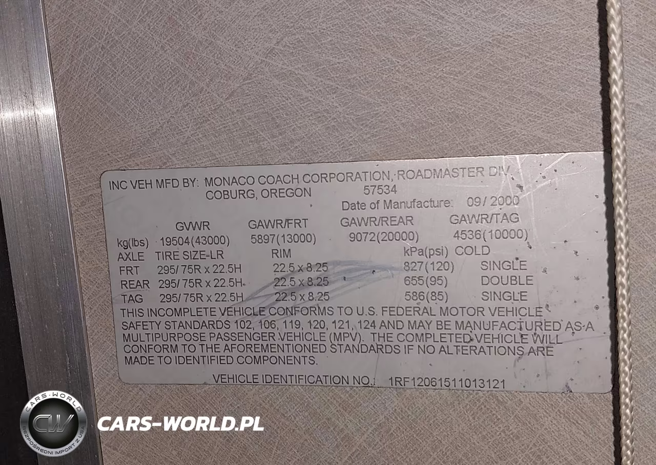 2001 Roadmaster Rail Executive Signature VIN:1RF12061511013121 - 9