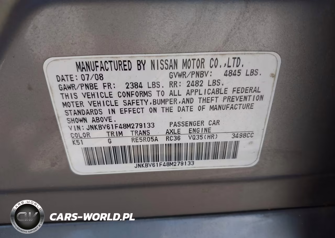 2008 Infiniti G35X VIN:JNKBV61F48M279133 - 9
