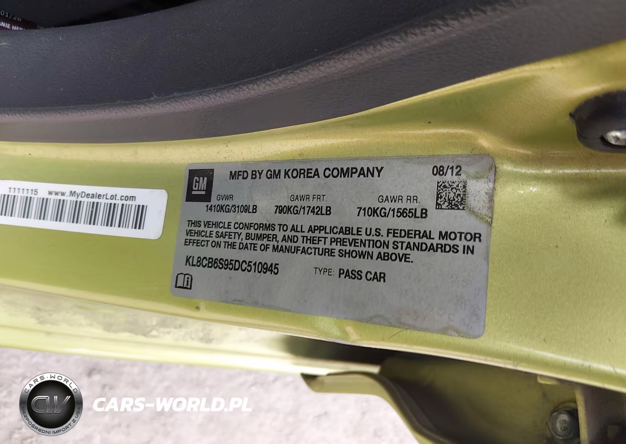 2013 Chevrolet Spark Ls Auto VIN:KL8CB6S95DC510945 - 9
