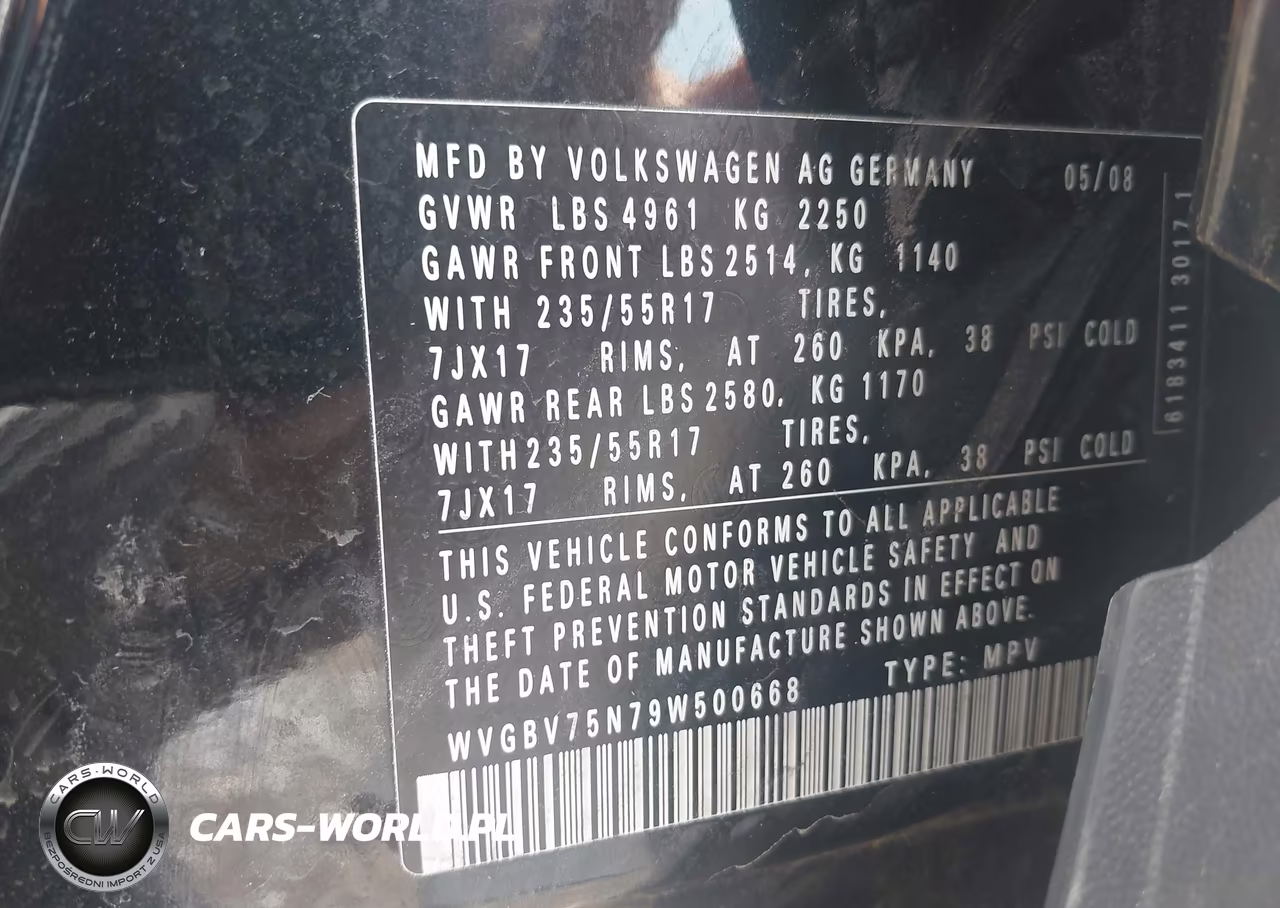 2009 Volkswagen Tiguan Se-Sel VIN:WVGBV75N79W500668 - 9