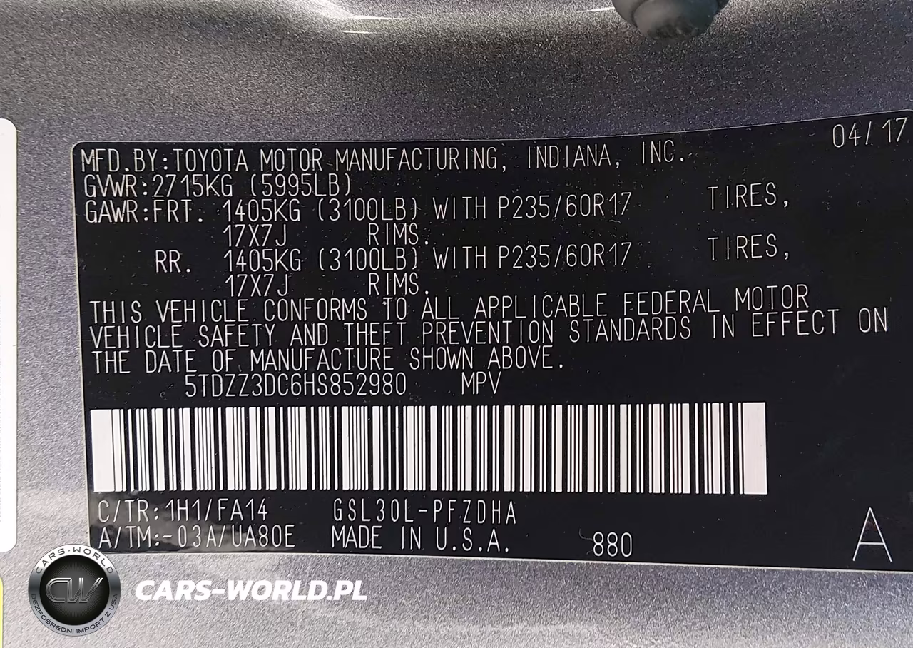 2017 Toyota Sienna L 7 Passenger VIN:5TDZZ3DC6HS852980 - 9