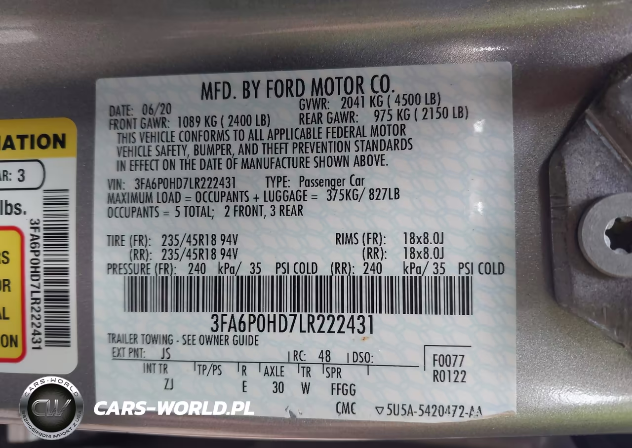2020 Ford Fusion Se VIN:3FA6P0HD7LR222431 - 9