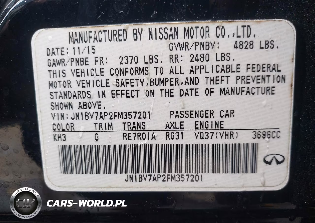 2015 Infiniti Q50 Sport VIN:JN1BV7AP2FM357201 - 9
