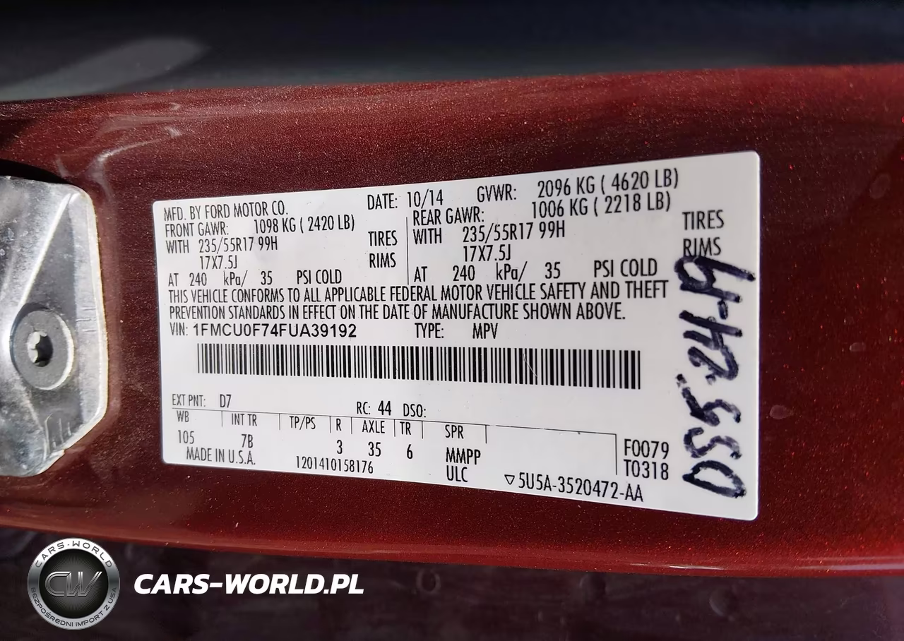 2015 Ford Escape S VIN:1FMCU0F74FUA39192 - 9