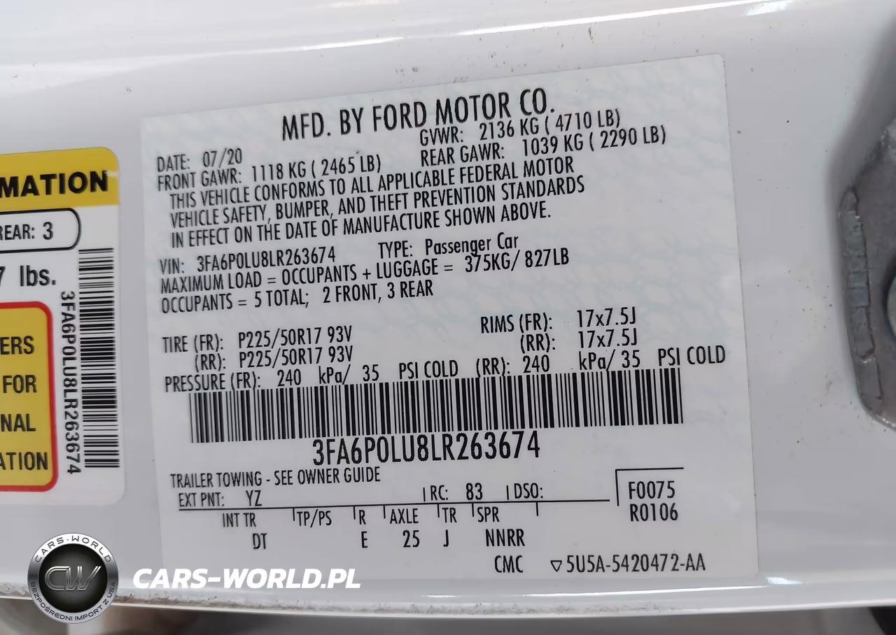 2020 Ford Fusion Hybrid Se VIN:3FA6P0LU8LR263674 - 9