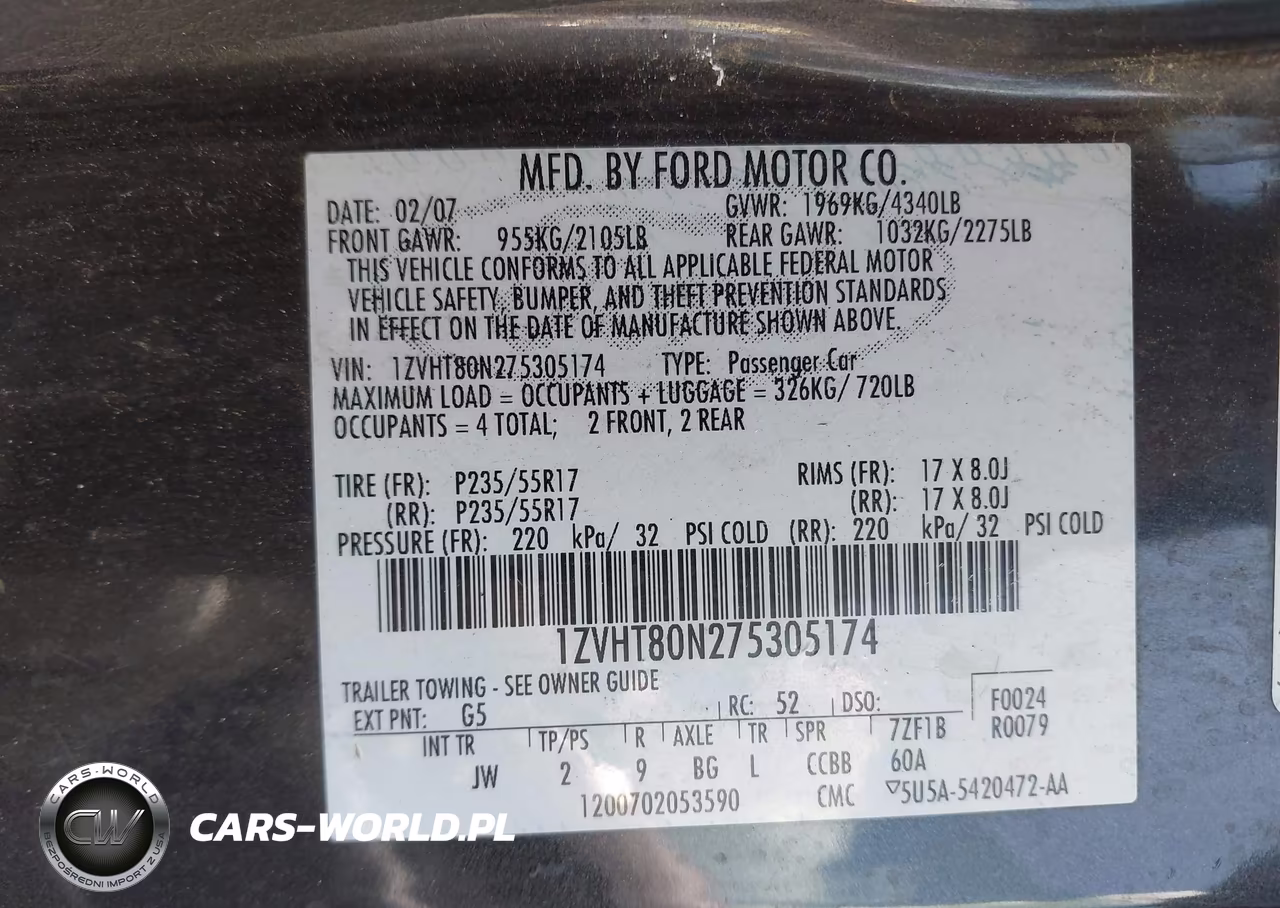 2007 Ford Mustang V6 Deluxe-V6 Premium VIN:1ZVHT80N275305174 - 9