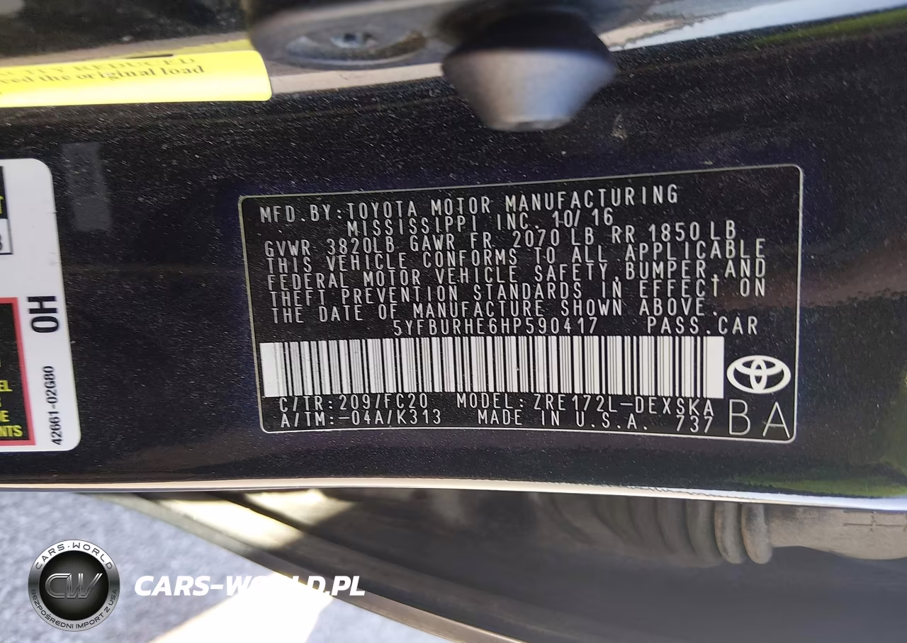 2017 Toyota Corolla Se VIN:5YFBURHE6HP590417 - 9