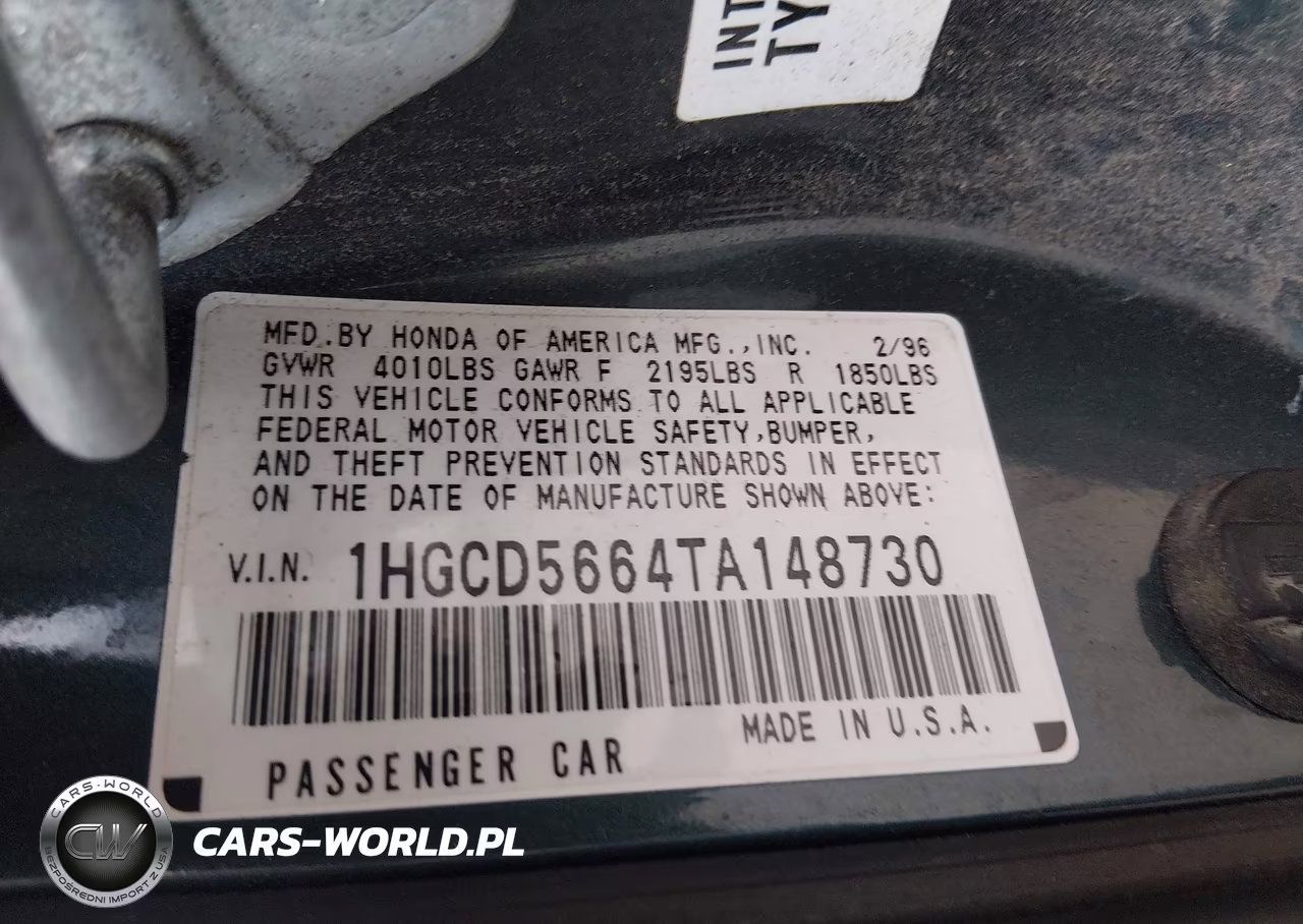 1996 Honda Accord Ex VIN:1HGCD5664TA148730 - 9