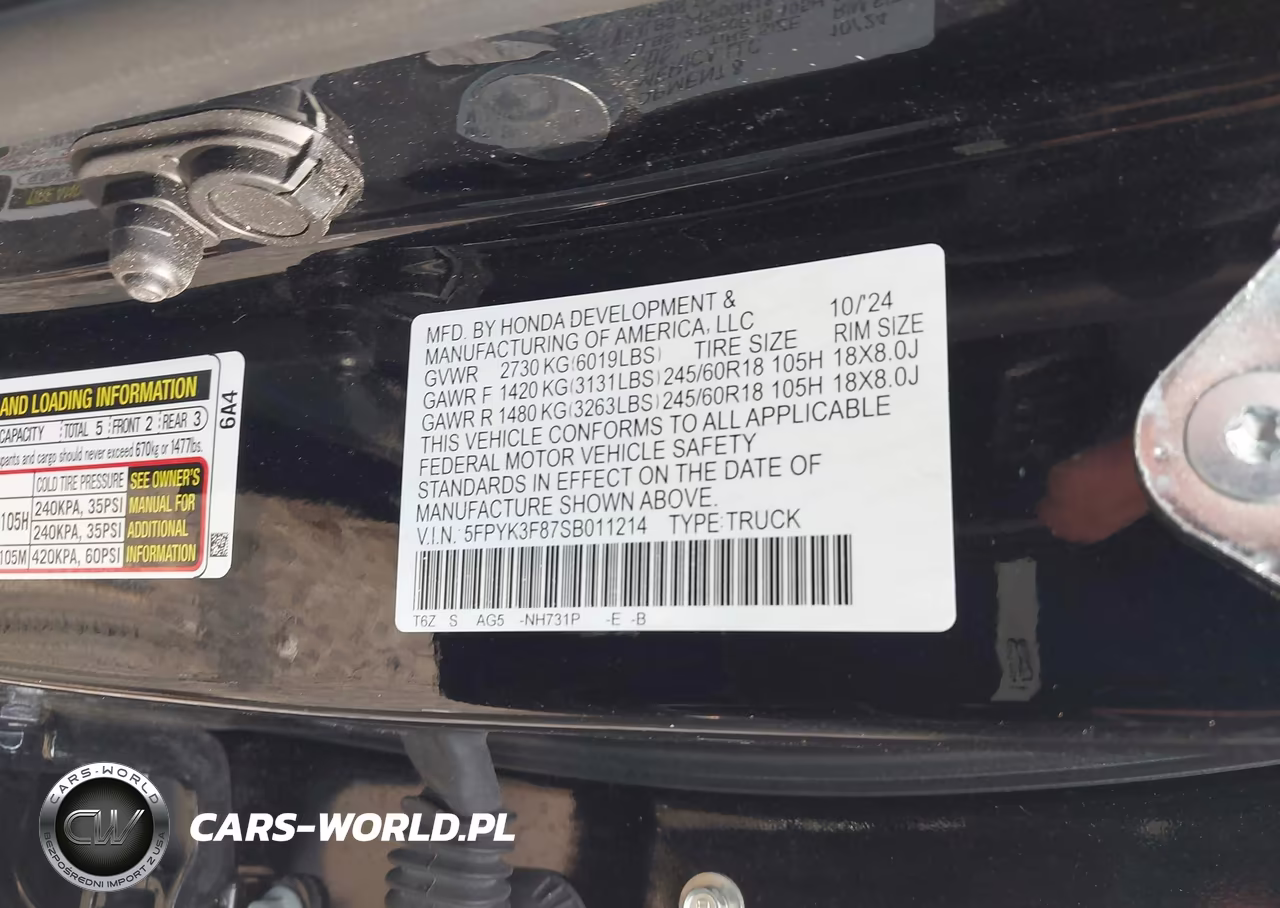 2025 Honda Ridgeline Black Edition VIN:5FPYK3F87SB011214 - 9