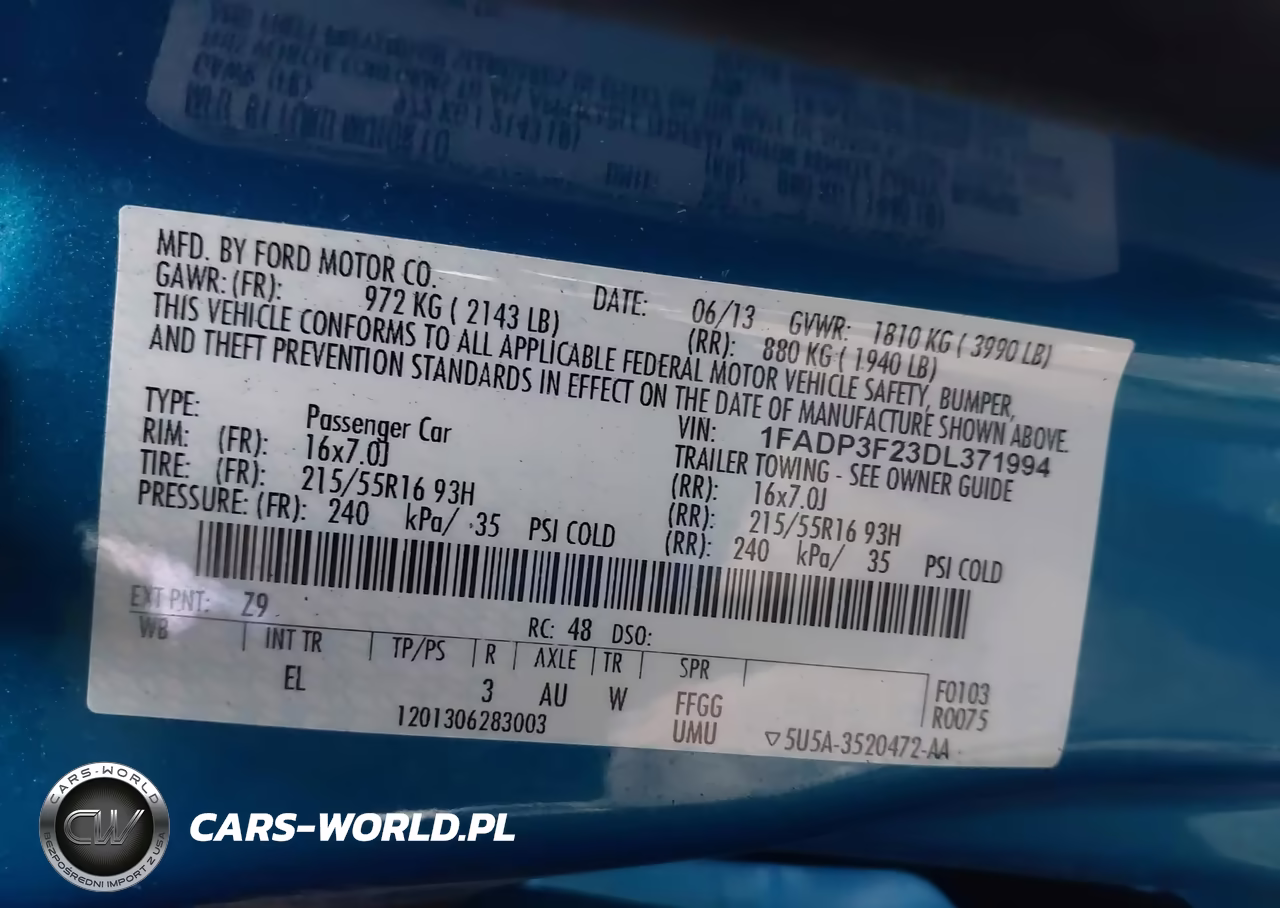 2013 Ford Focus Se VIN:1FADP3F23DL371994 - 9