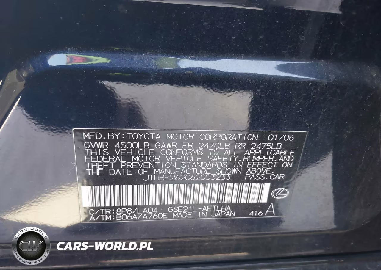2006 Lexus Is 350 VIN:JTHBE262062003233 - 9