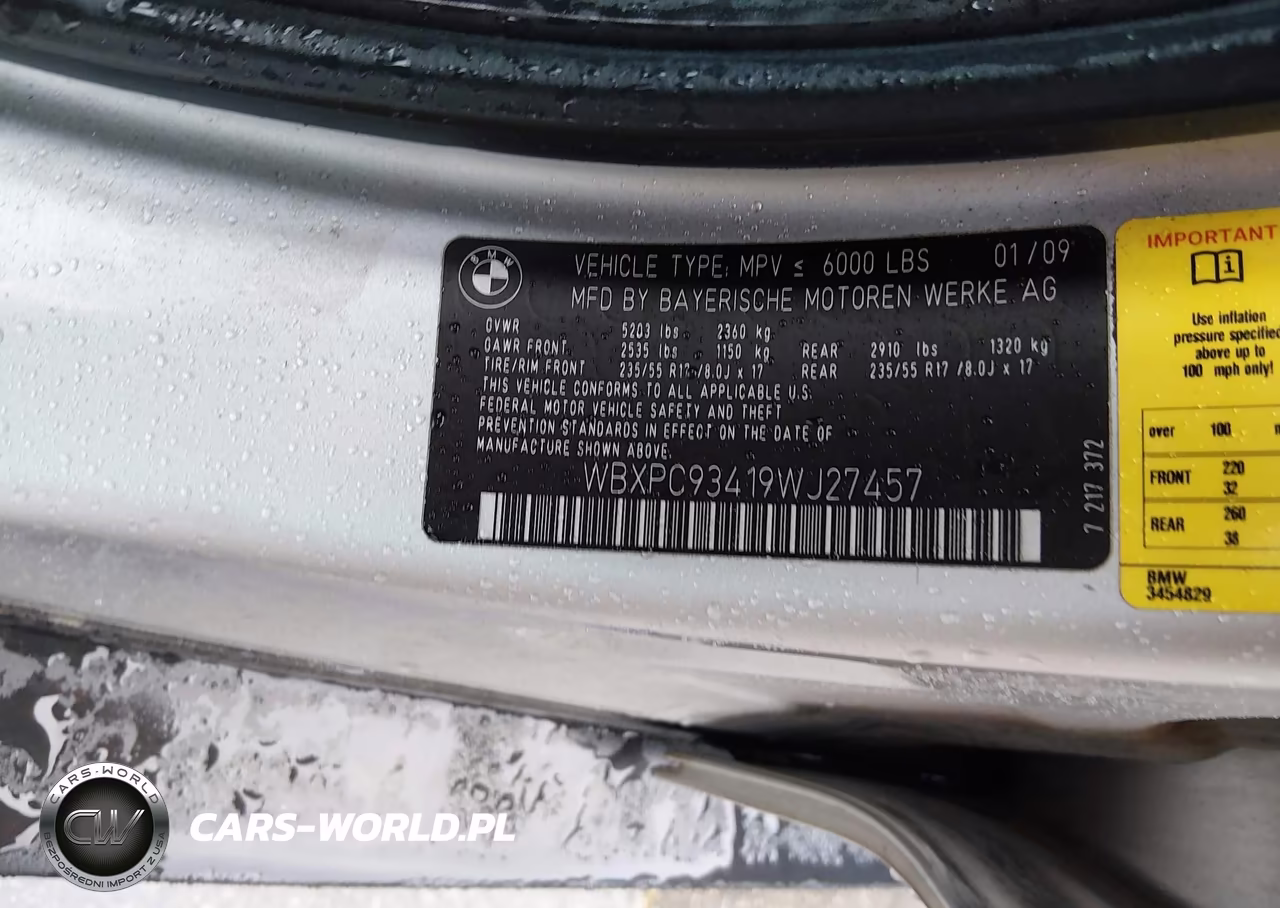 2009 BMW X3 XDRIVE30I VIN:WBXPC93419WJ27457 - 9