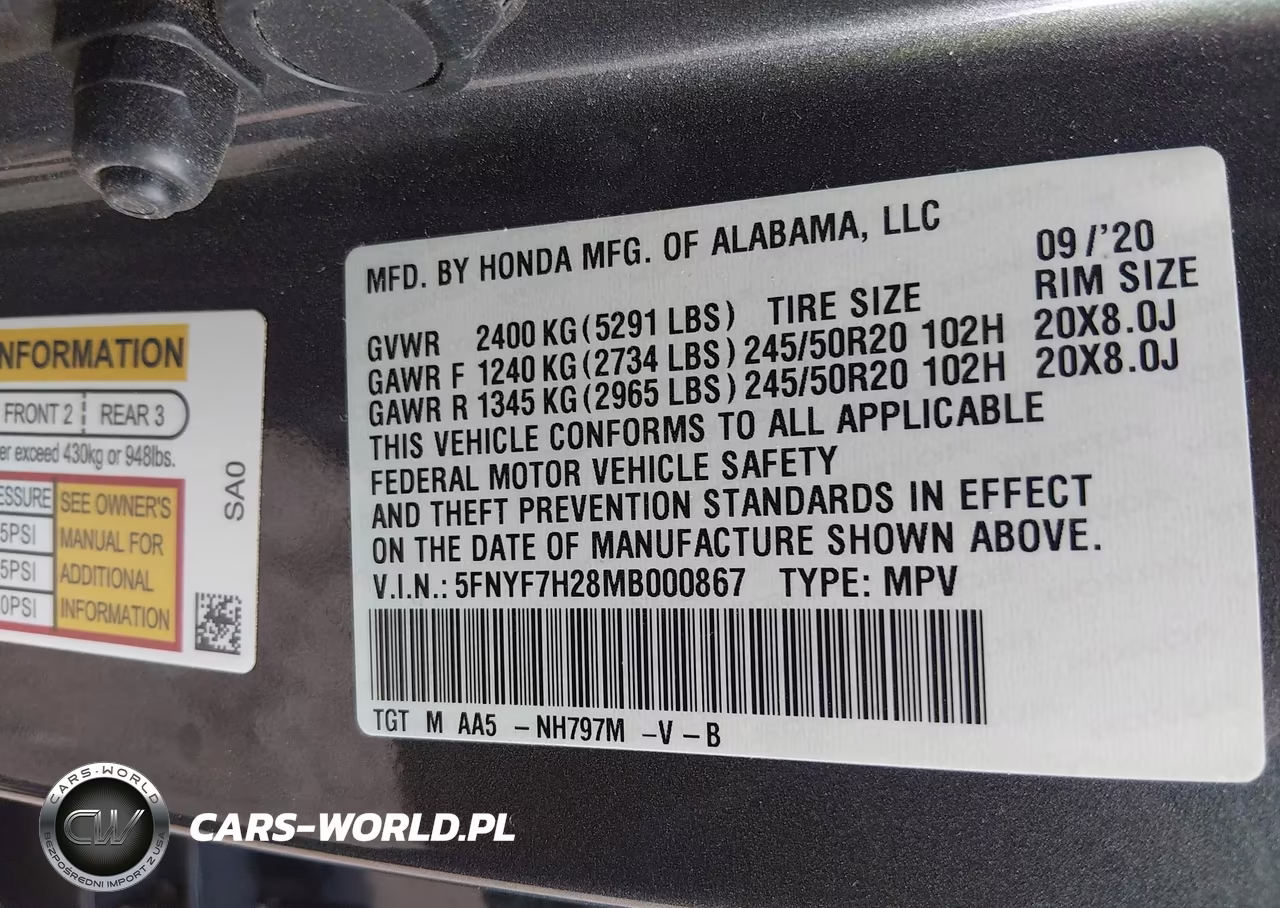 2021 Honda Passport 2Wd Sport VIN:5FNYF7H28MB000867 - 9