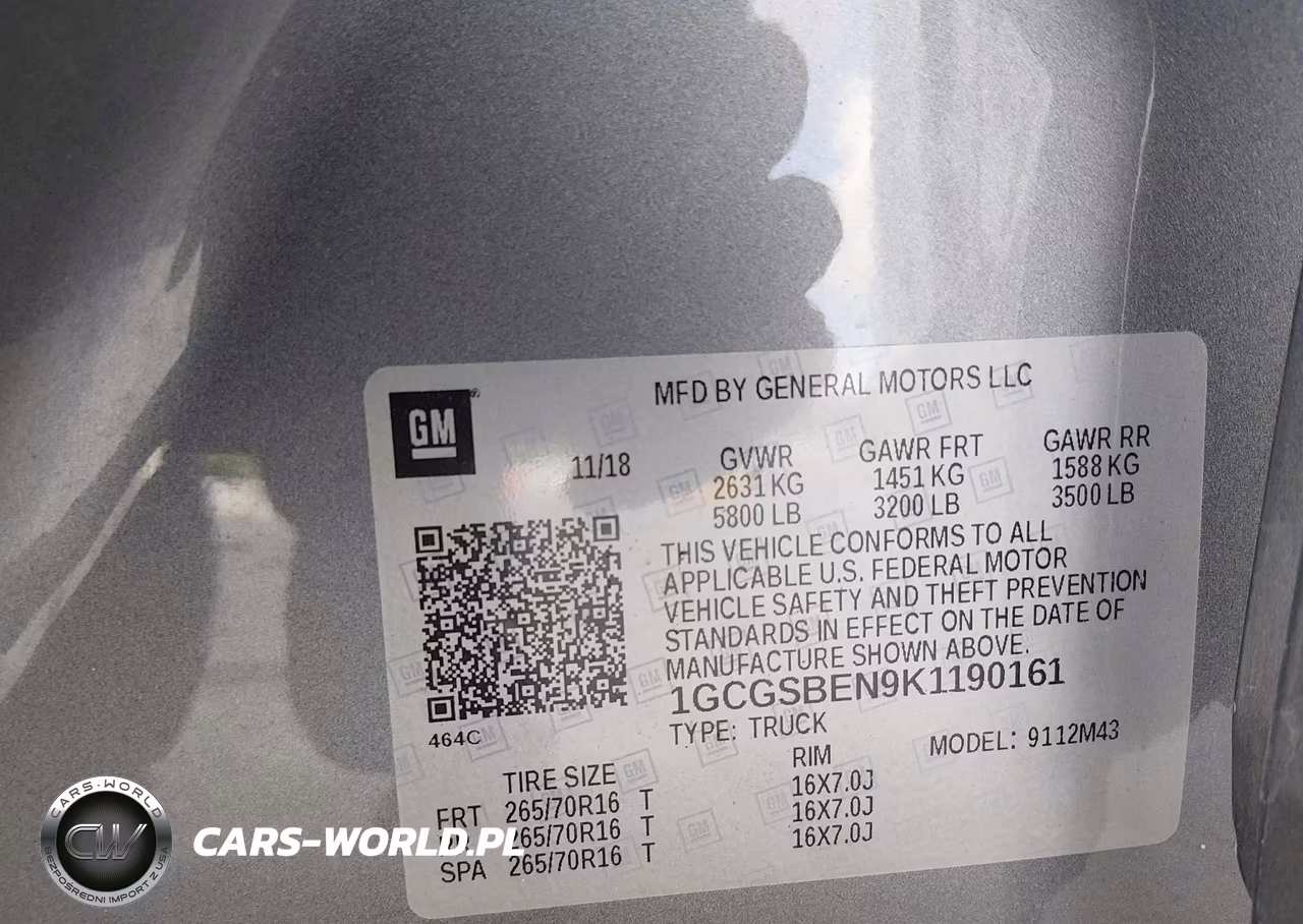 2019 Chevrolet Colorado VIN:1GCGSBEN9K1190161 - 9