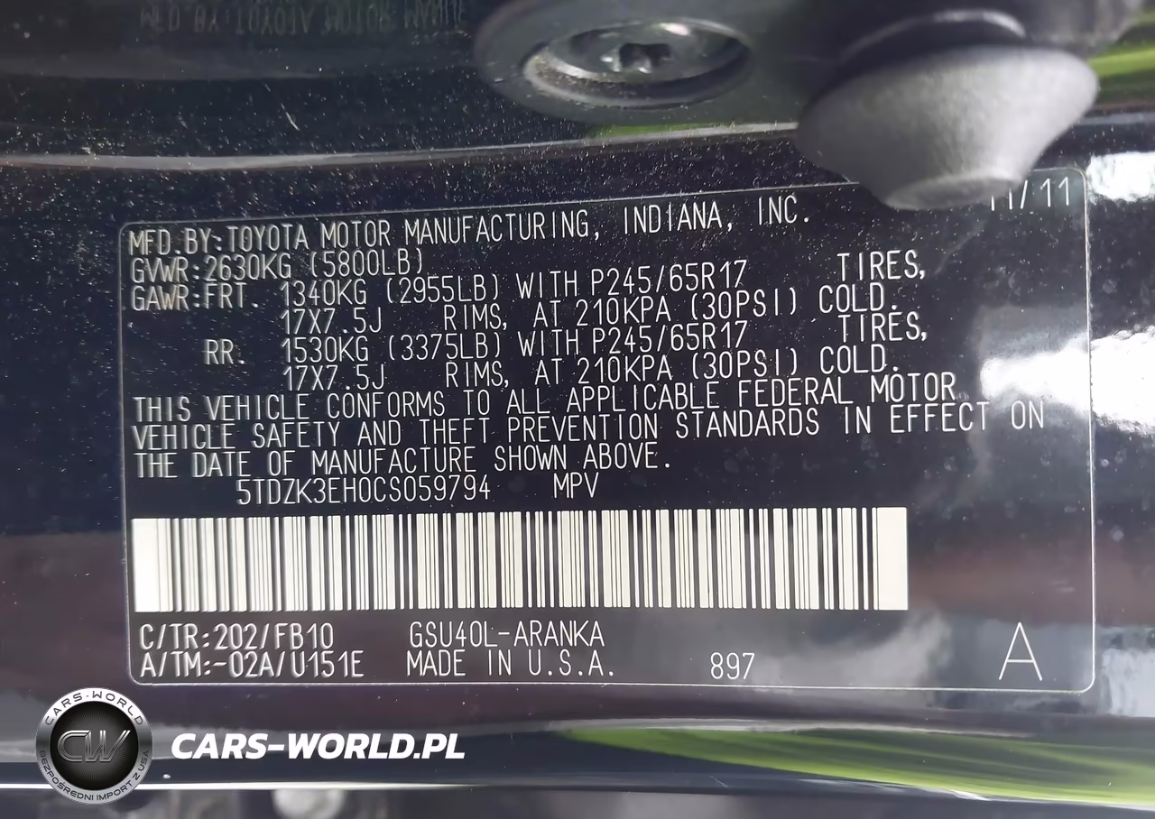 2012 Toyota Highlander Base V6 VIN:5TDZK3EH0CS059794 - 9