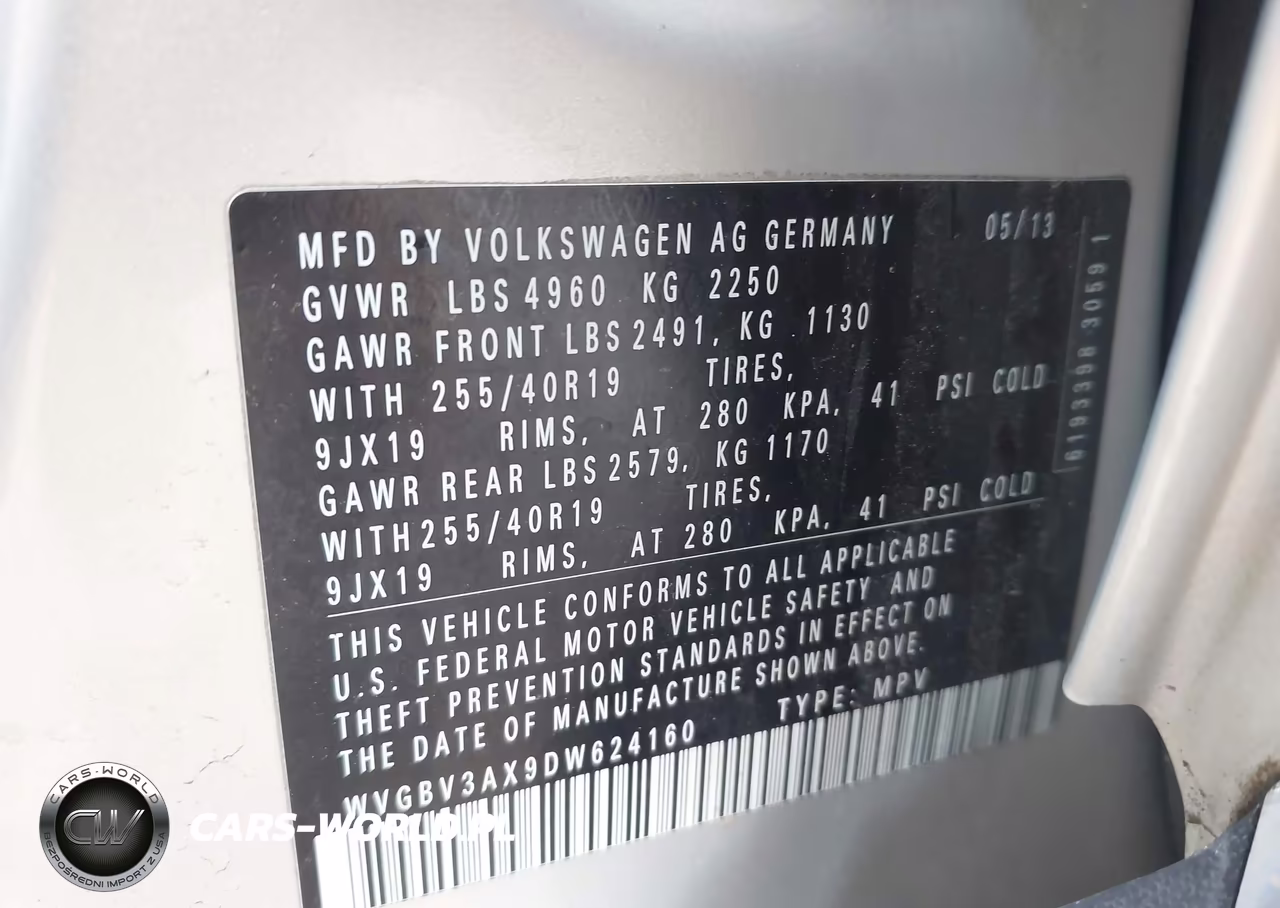 2013 Volkswagen Tiguan Sel VIN:WVGBV3AX9DW624160 - 9