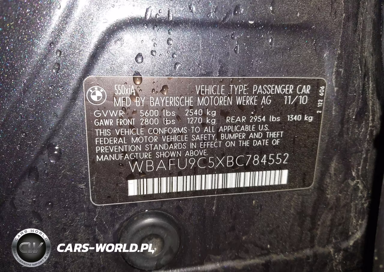 2011 BMW 550I xDrive VIN:WBAFU9C5XBC784552 - 9
