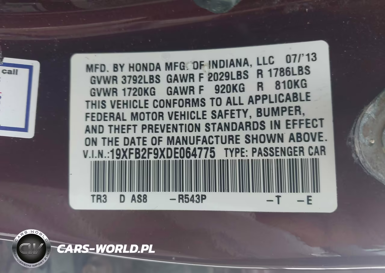 2013 Honda Civic Ex-L VIN:19XFB2F9XDE064775 - 9