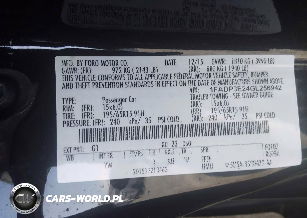 2016 Ford Focus S VIN:1FADP3E24GL256942 - 9