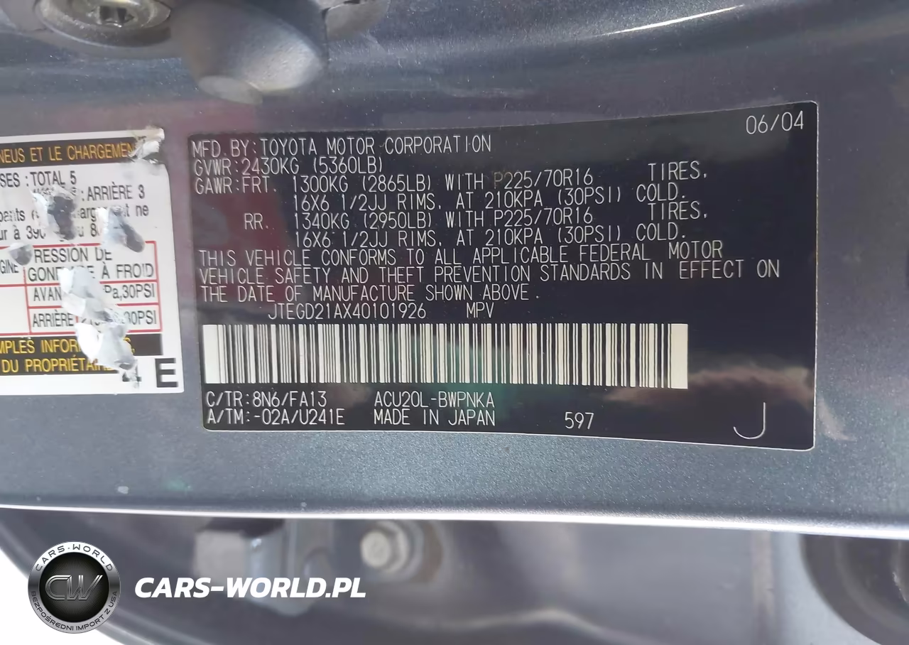 2004 Toyota Highlander VIN:JTEGD21AX40101926 - 9