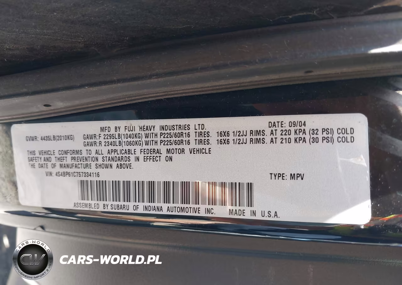 2005 Subaru Outback 2.5I VIN:4S4BP61C757334116 - 9