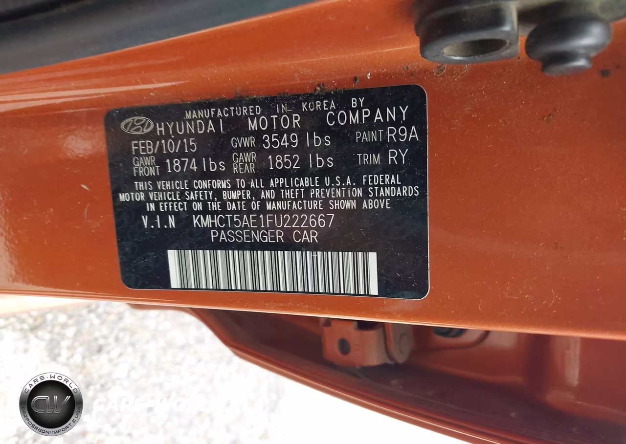 2015 Hyundai Accent Gs VIN:KMHCT5AE1FU222667 - 9