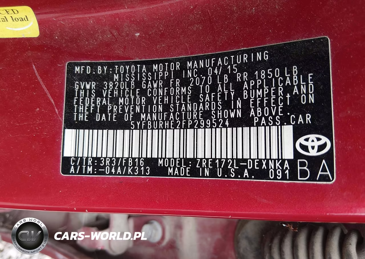 2015 Toyota Corolla Le VIN:5YFBURHE2FP299524 - 9