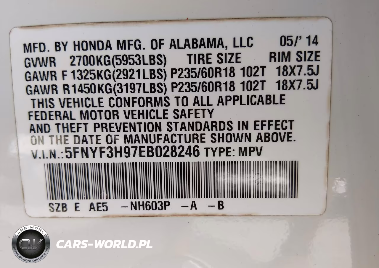 2014 Honda Pilot Touring VIN:5FNYF3H97EB028246 - 9