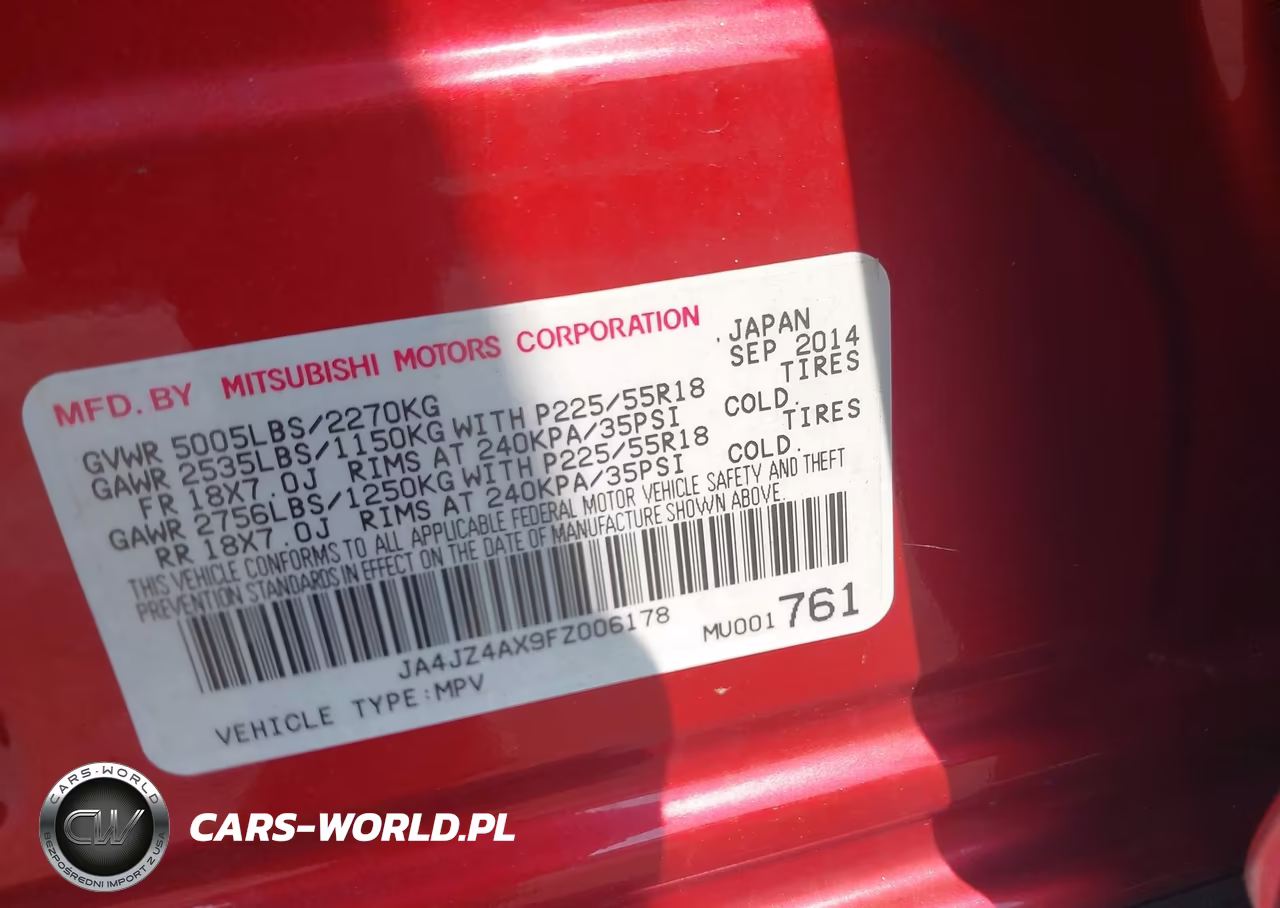 2015 Mitsubishi Outlander Gt VIN:JA4JZ4AX9FZ006178 - 9