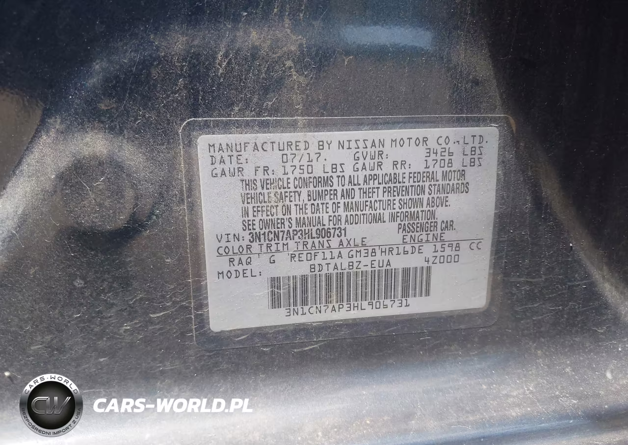 2017 Nissan Versa 1.6 Sv VIN:3N1CN7AP3HL906731 - 9