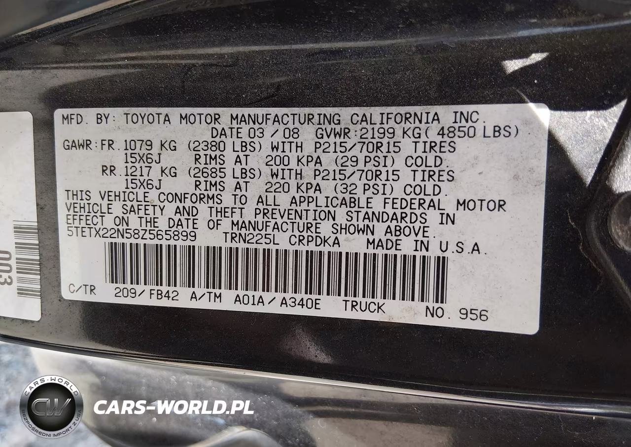 2008 Toyota Tacoma VIN:5TETX22N58Z565899 - 9