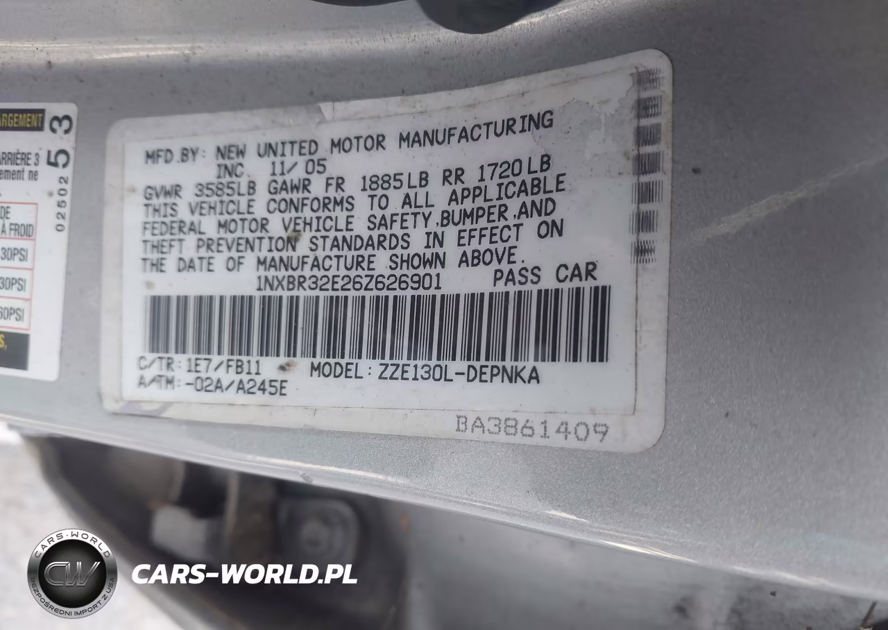 2006 Toyota Corolla Le VIN:1NXBR32E26Z626901 - 9