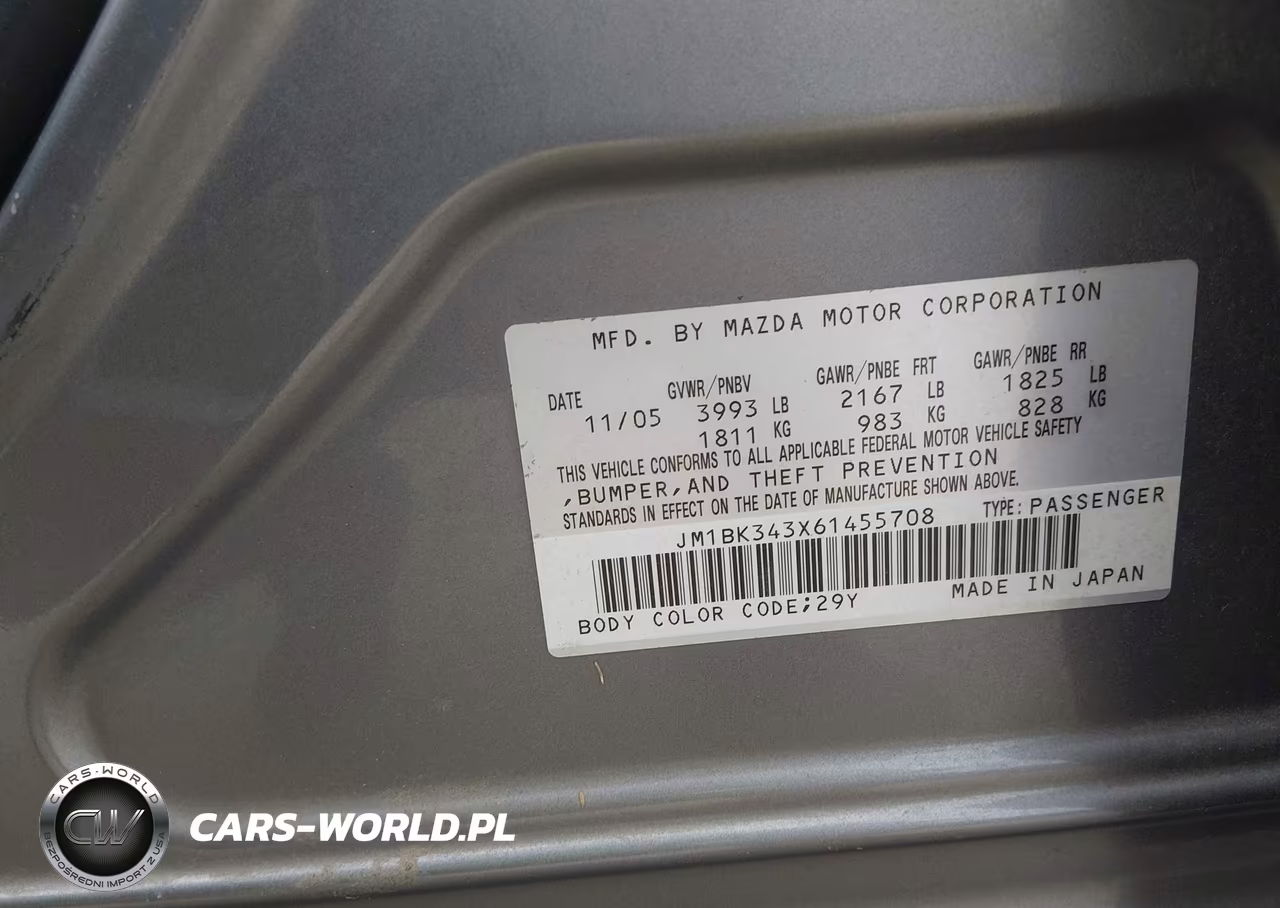 2006 Mazda 3 Hatchback VIN:JM1BK343X61455708 - 9