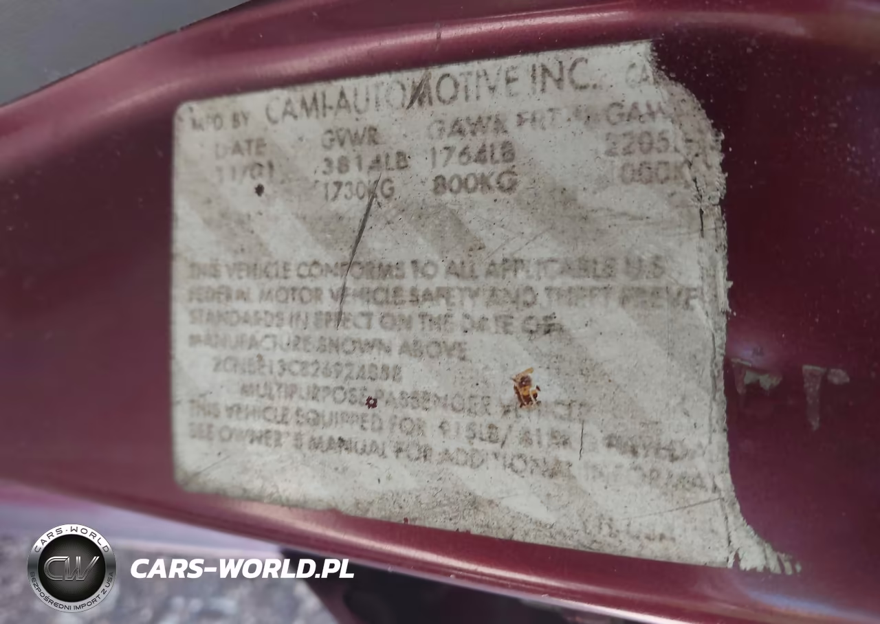 2002 Chevrolet Tracker Hard Top Base VIN:2CNBE13C826924858 - 9