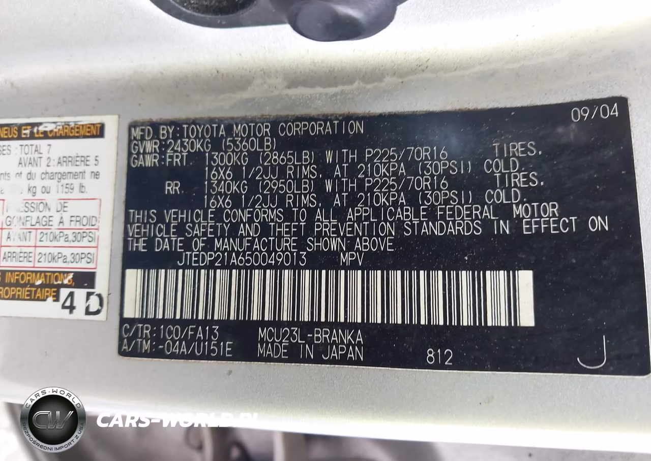 2005 Toyota Highlander V6 VIN:JTEDP21A650049013 - 9