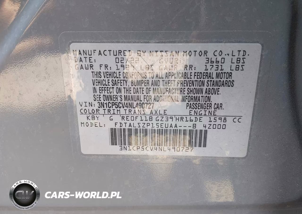 2022 Nissan Kicks Sv Xtronic Cvt VIN:3N1CP5CV4NL490727 - 9