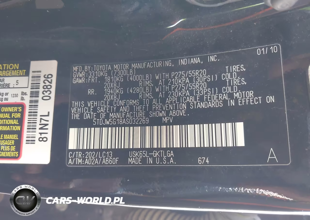 2010 Toyota Sequoia Limited 5.7L V8 VIN:5TDJW5G18AS032269 - 9