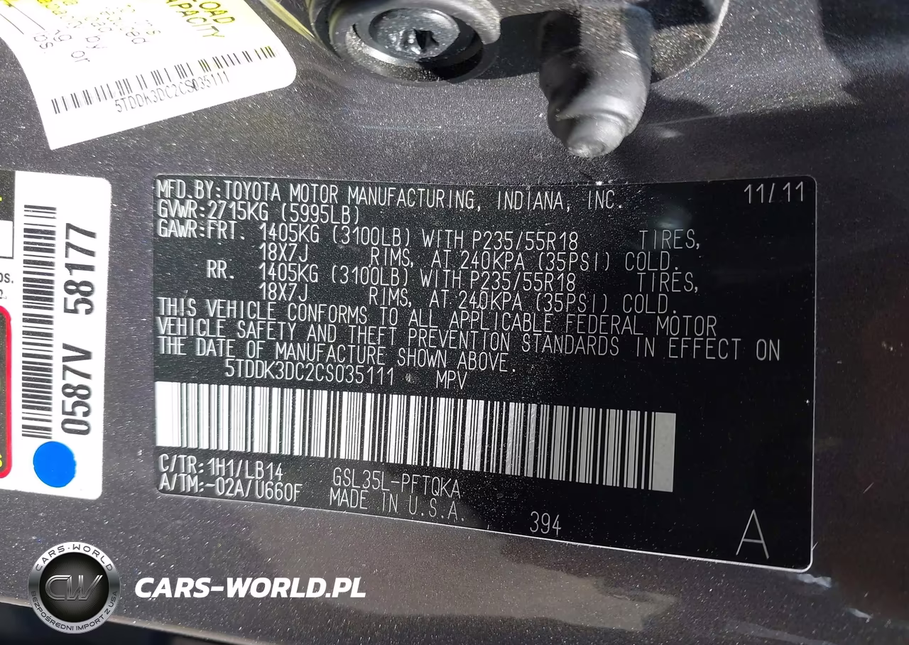 2012 Toyota Sienna Xle 7 Passenger VIN:5TDDK3DC2CS035111 - 9