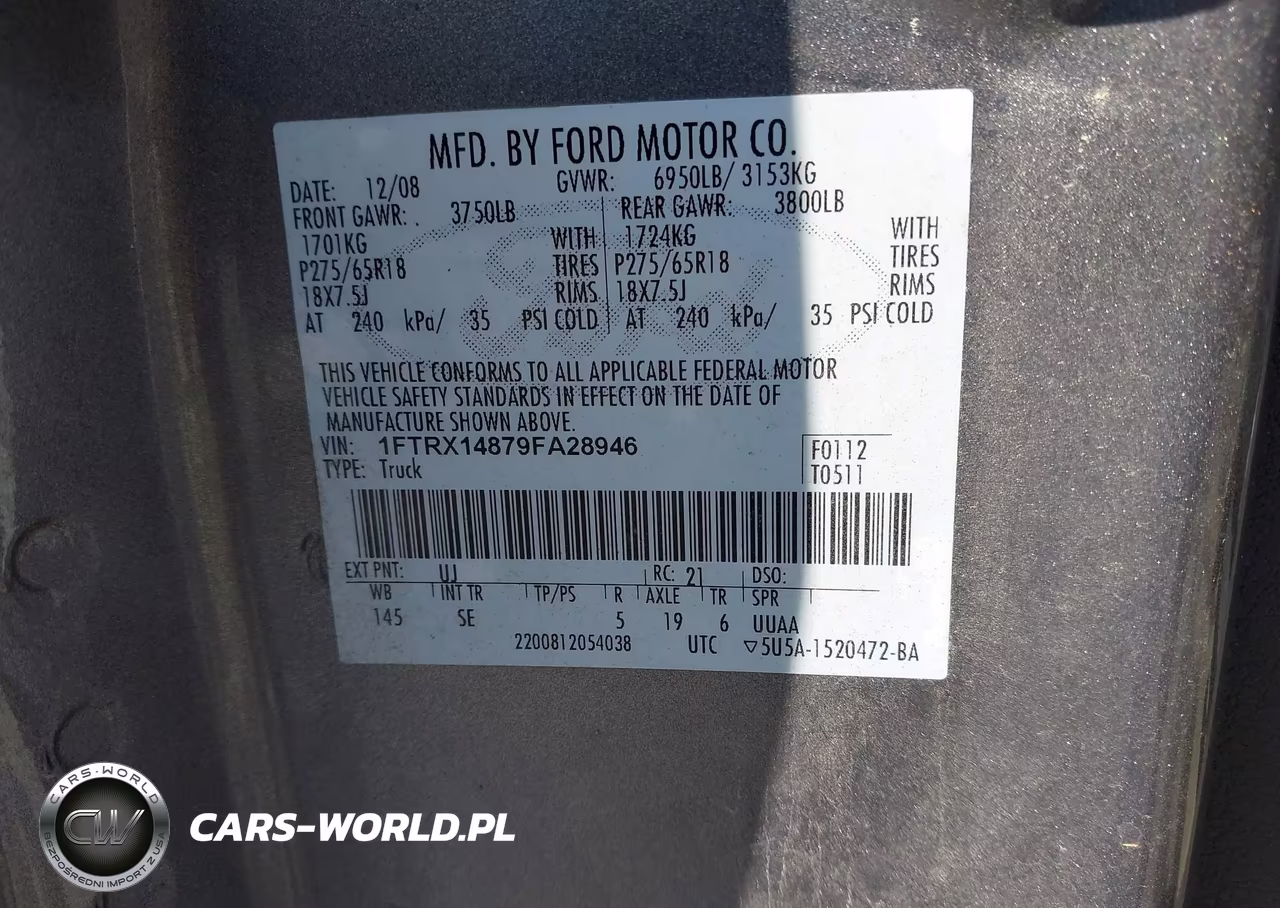 2009 Ford F-150 Stx-Xl-Xlt VIN:1FTRX14879FA28946 - 9