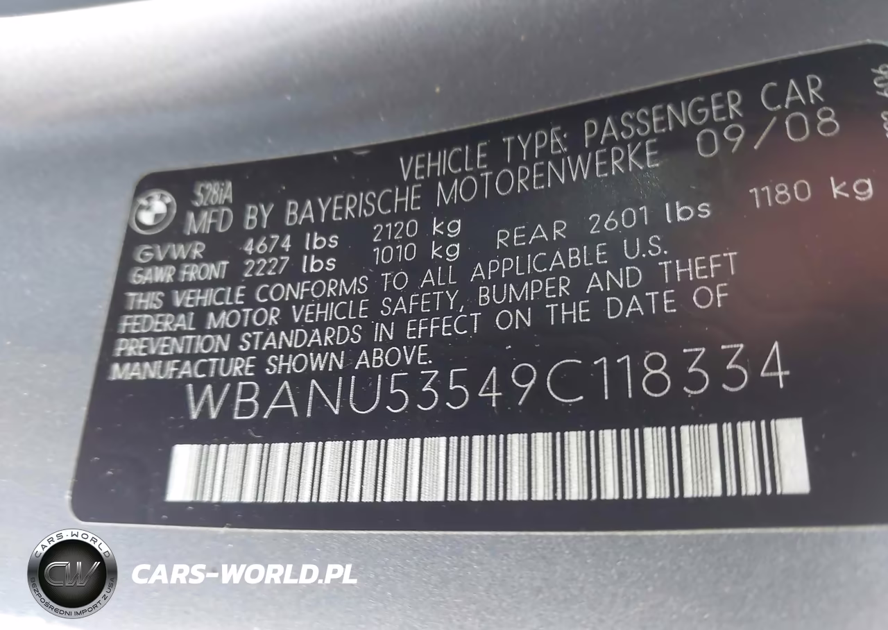 2009 BMW 528I VIN:WBANU53549C118334 - 9