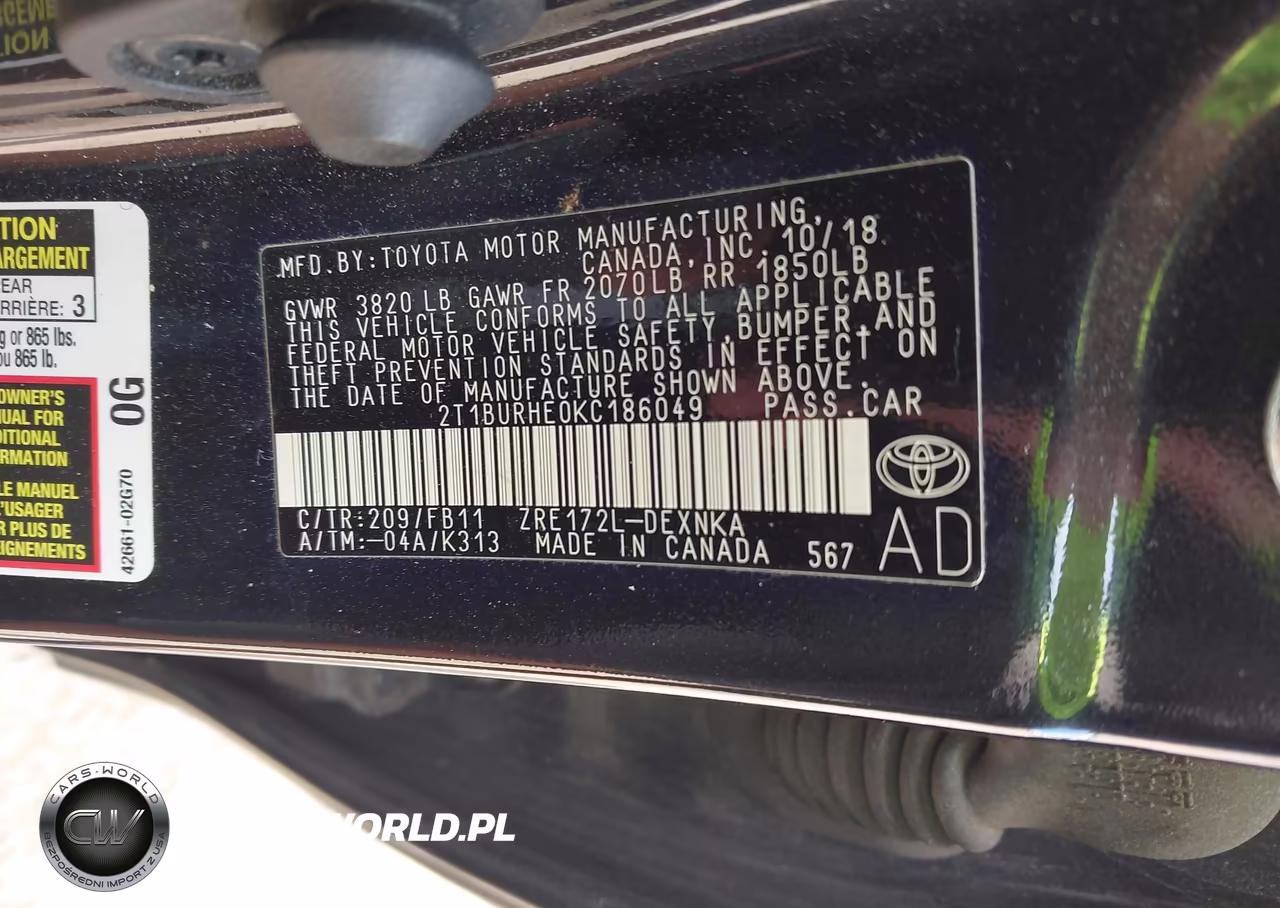 2019 Toyota Corolla Le VIN:2T1BURHE0KC186049 - 9