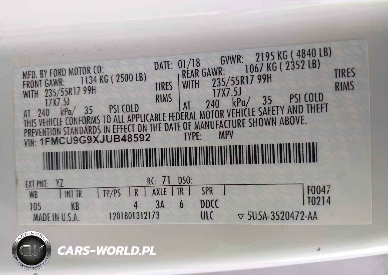 2018 Ford Escape Se VIN:1FMCU9G9XJUB48592 - 9