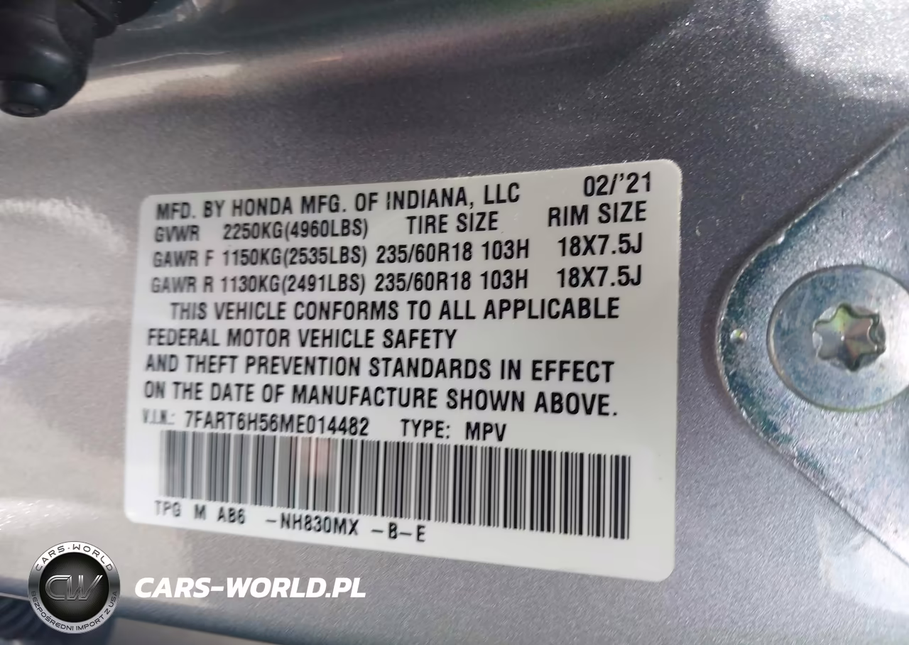 2021 Honda Cr-V Hybrid Ex VIN:7FART6H56ME014482 - 9