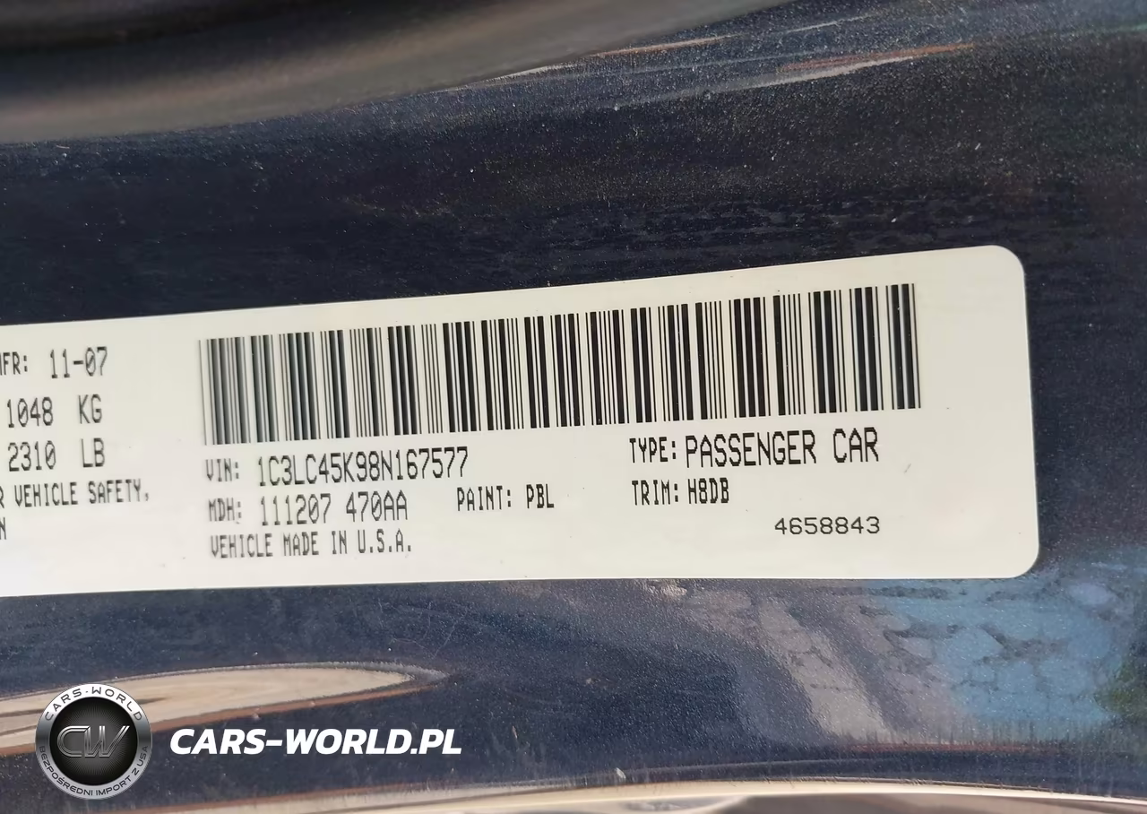 2008 Chrysler Sebring Lx VIN:1C3LC45K98N167577 - 9