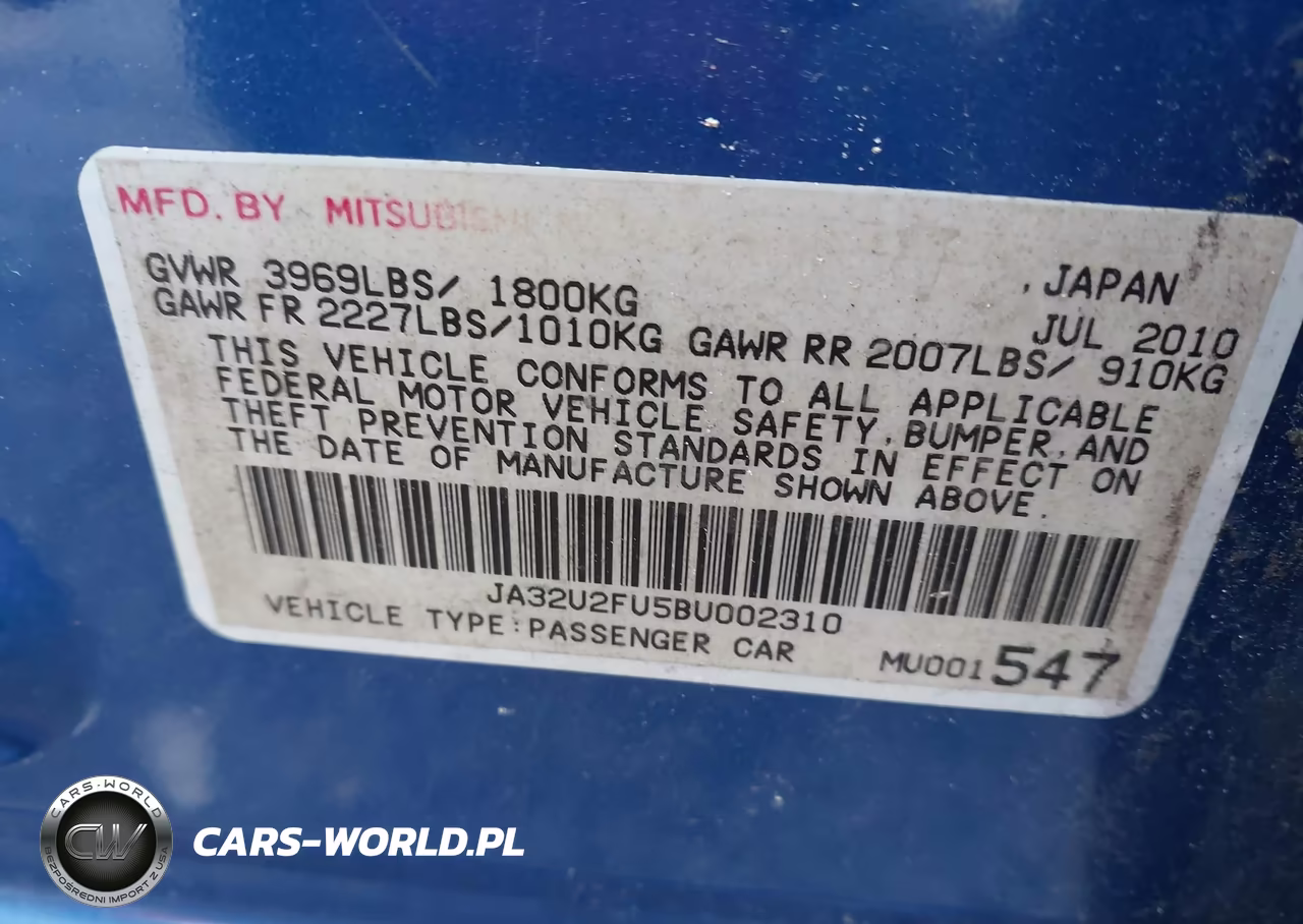 2011 Mitsubishi Lancer Es VIN:JA32U2FU5BU002310 - 9